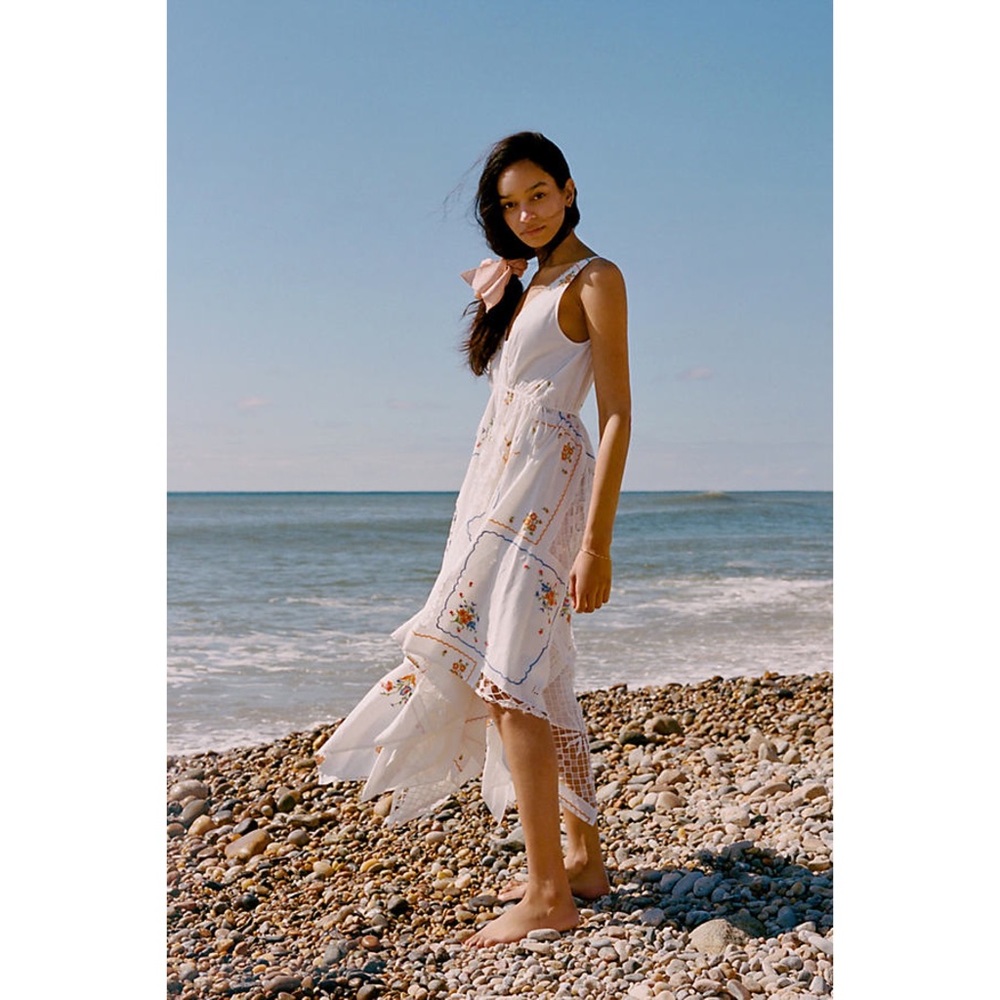 NWT ANTHROPOLOGIE EMBROIDERED PATCHWORK MAXI DRESS IN WHITE - Picture 4 of 8